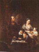 Artists family before the portrait of Johann Georg Sulzer Anton  Graff